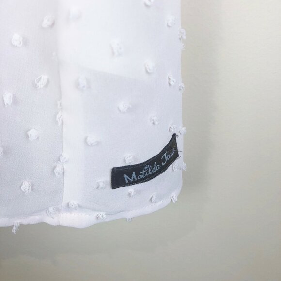 Matilda Jane Blouse Womens Size Medium Tapioca Swiss Dot Peasant Top Shirt - Picture 2 of 5